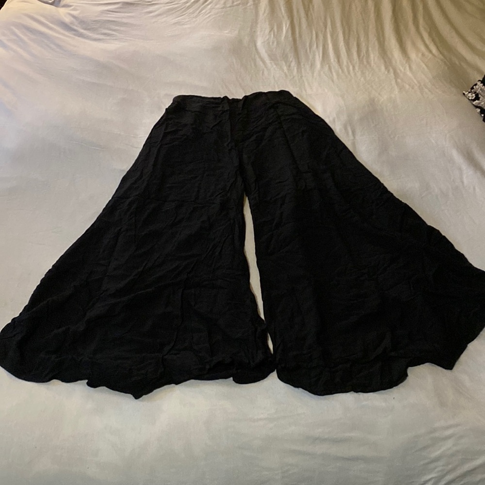 High rise super flare flowey black pants